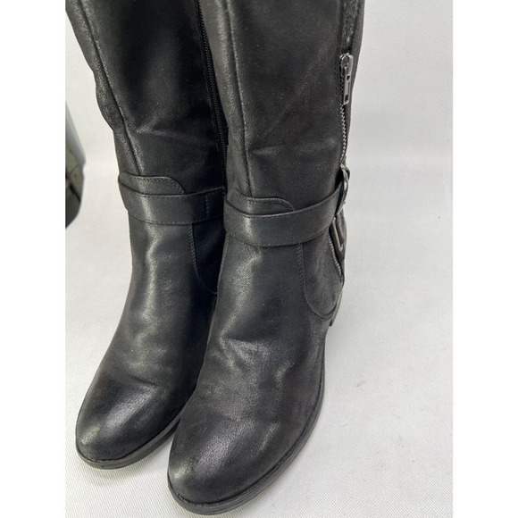 BARETRAPS Womens Willow Black Heeled Riding Boots Round Toe Stacked Heel 11M - Picture 4 of 9